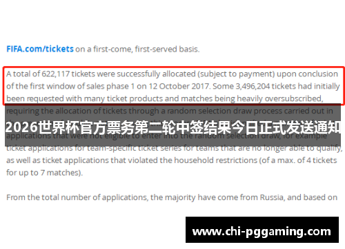 2026世界杯官方票务第二轮中签结果今日正式发送通知